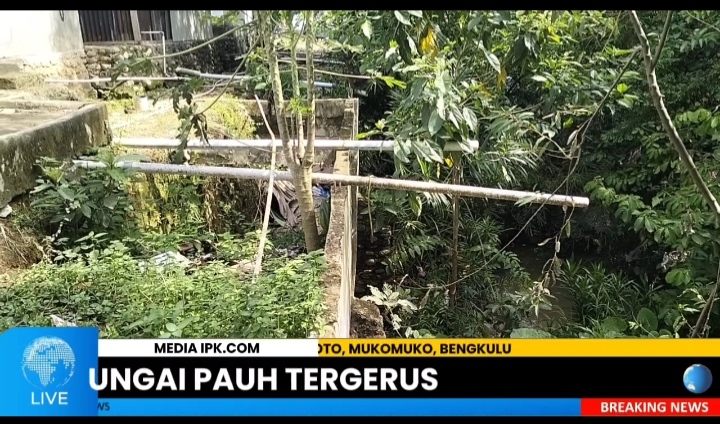 Tebing Sungai Tergerus, Warga Pinggir Sungai Pauh Kwatir Dapur Rumah Ambruk