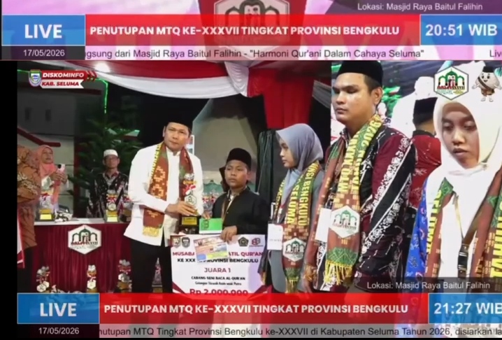 M. Rafif Firjatullah Harumkan Nama Mukomuko, Raih Juara 1 MTQ Tingkat Provinsi Bengkulu